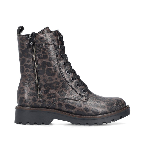 Leopard print boot with zipper on a white background 73210-42