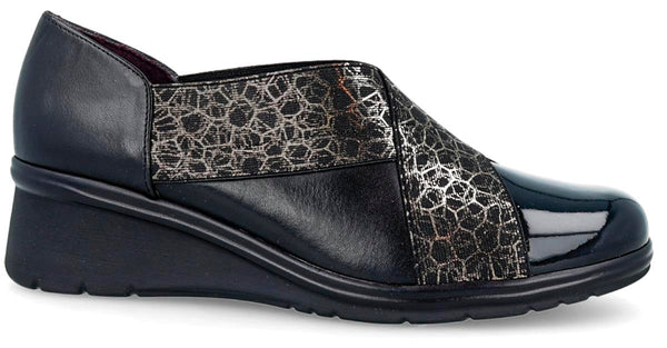 Pitillos Ladies Shoes Black Leather Slip On Elasticated Vamps 5324 Negro sale