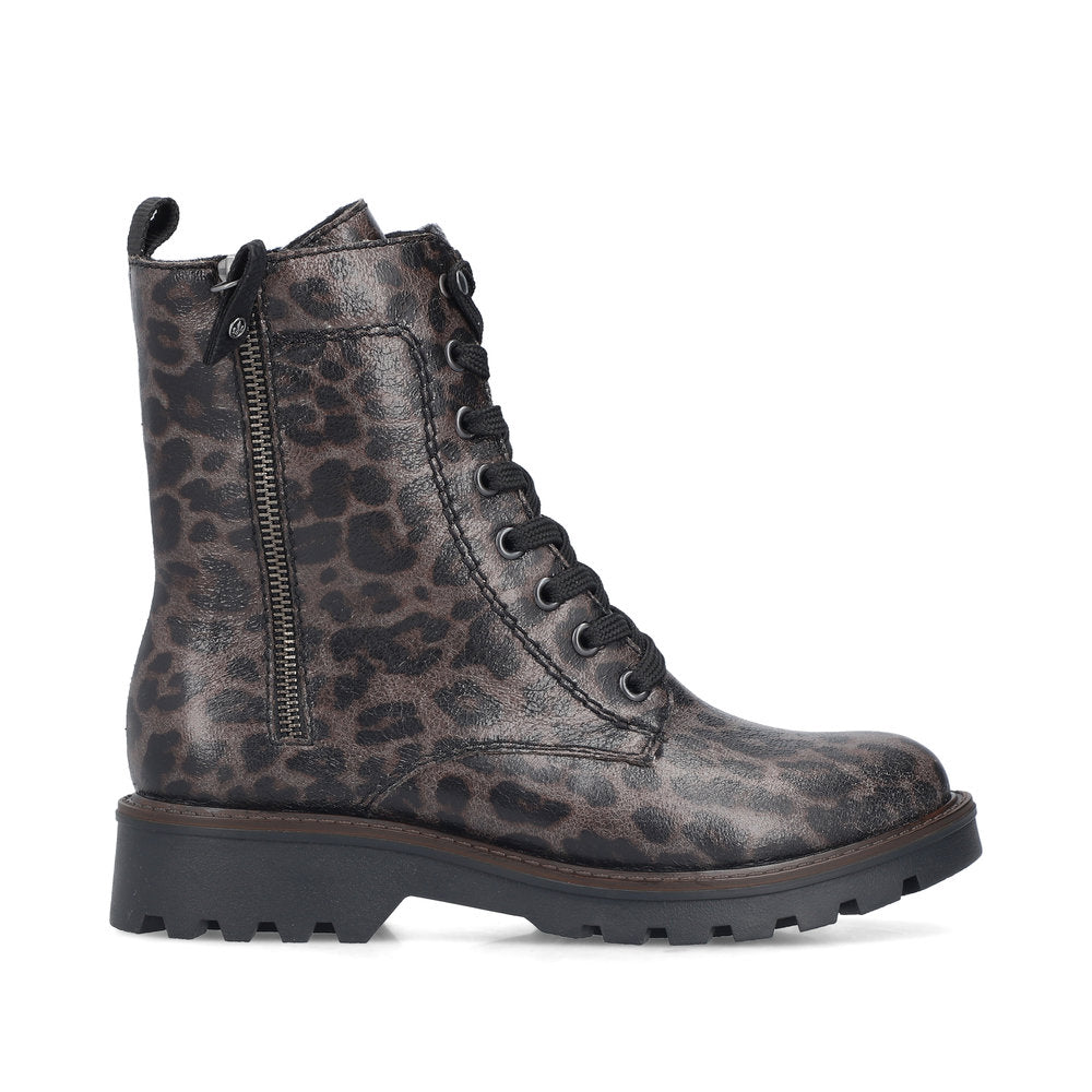 Leopard print boot with zipper on a white background 73210-42
