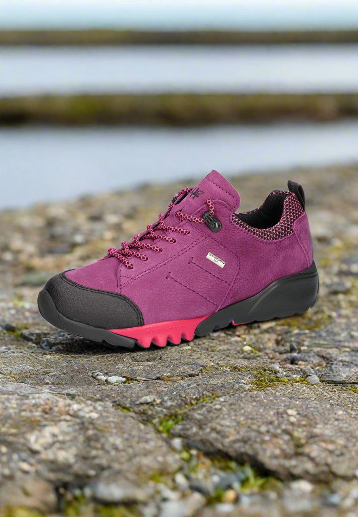 Purple hiking shoe with black accents on a white background waldlaufer shoes gormley shoes strabane H-Amiata 7879524-404-144