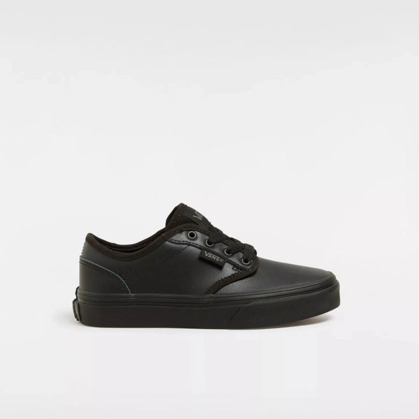 Black leather low top vans hotsell