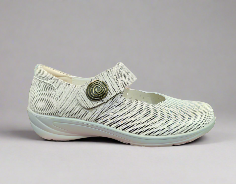 G-Comfort Wide fitting H Ladies Beige Shimmer Shoe P9528BF sale