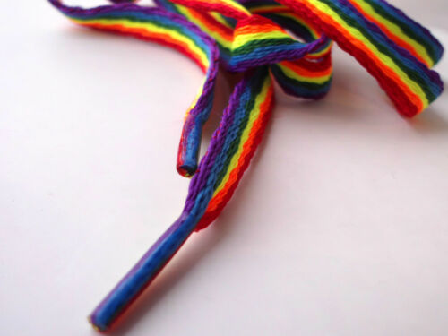 Rainbow Laces Gay Pride Multi Coloured Flat 10mm Shoes Trainers Shoelaces LGBTQ - 53 Main Street