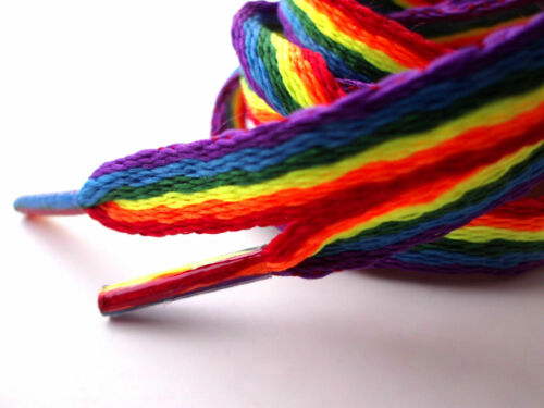 Rainbow Laces Gay Pride Multi Coloured Flat 10mm Shoes Trainers Shoelaces LGBTQ - 53 Main Street