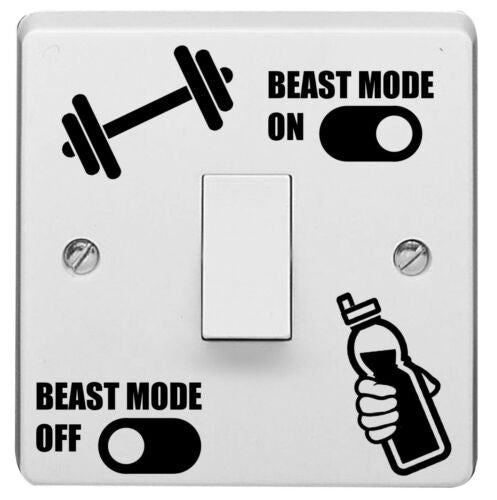 Beast Mode Light Switch Sticker Decal Vinyl New Weight Lifters Trainers Gym New - 53 Main Street