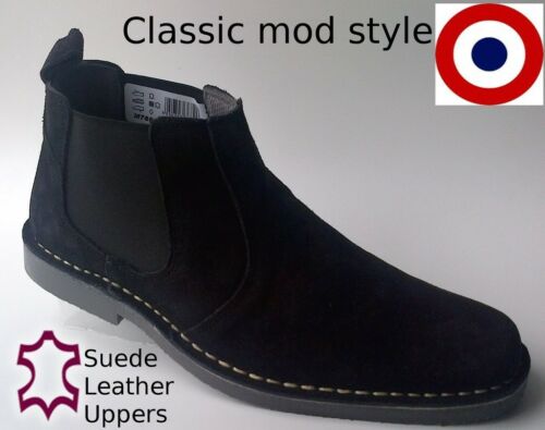 Mens Suede Desert Boots Pull on Slip Black Dealer Chelsea Boot Size 6 to 12 New - 53 Main Street