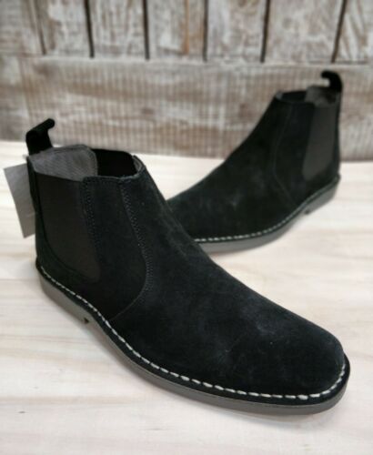 Mens Suede Desert Boots Pull on Slip Black Dealer Chelsea Boot Size 6 to 12 New - 53 Main Street
