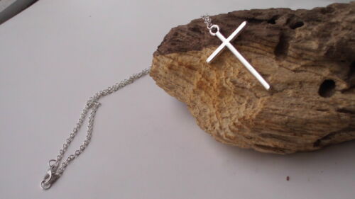 Cross Necklace Simple Crucifix Skinny Pendant Silver Chain Long