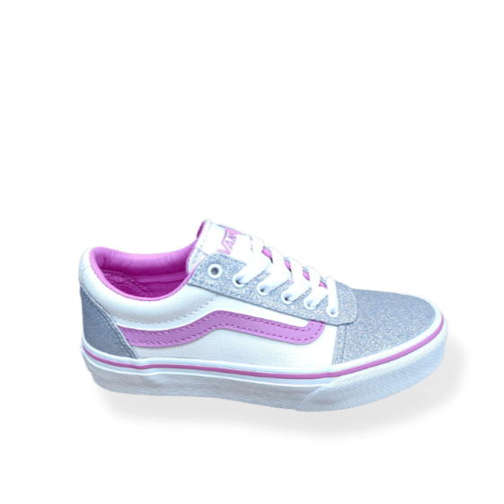 Vans Youth Ward Low Top Old Skool Styling Pink Beige Grey Metallic Canvas