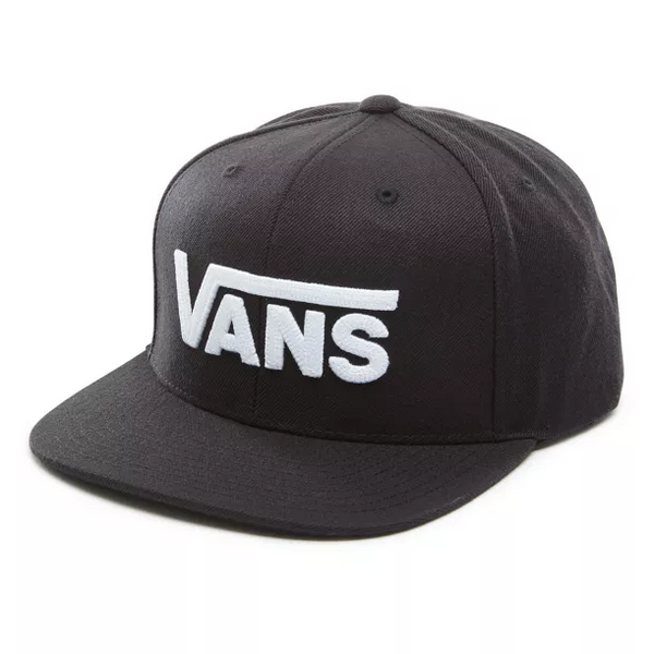 Mens Vans Snapback Hat Cap Drop V II Black White Logo