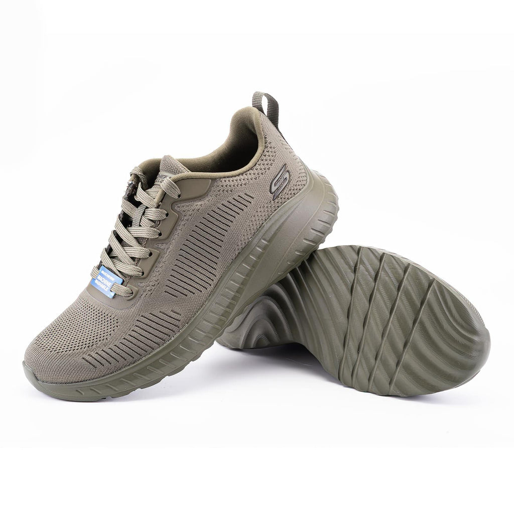 Skechers Olive Bobs Squad Chaos Face Off Lace up Trainer 117209