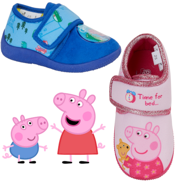 kids peppa pig george bedroom slippers pink blue girls boys childs childrens 7 to 12